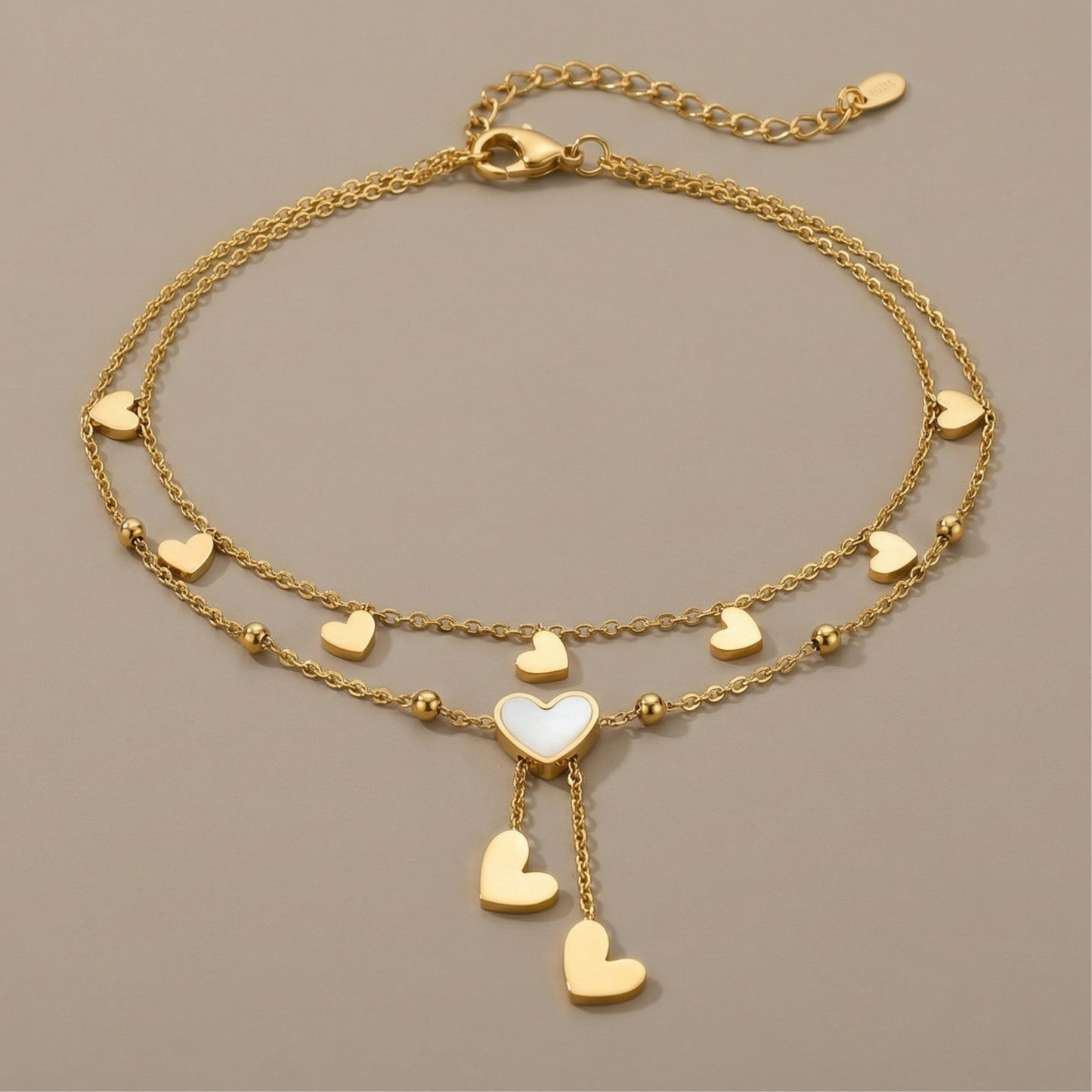 Golden Heart Charm Anklet