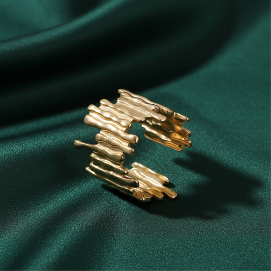 Golden Textured Band Ring