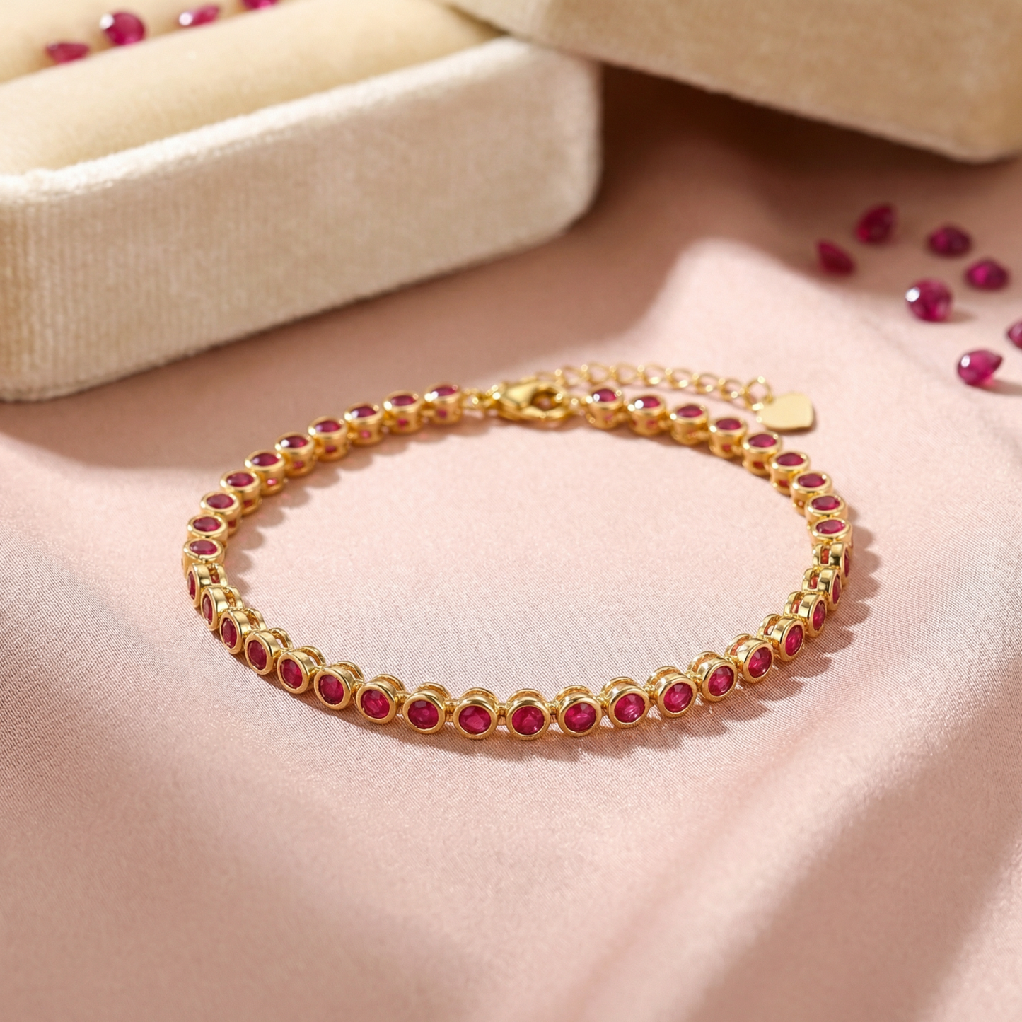 Golden Heart Charm Bracelet (Free Size)