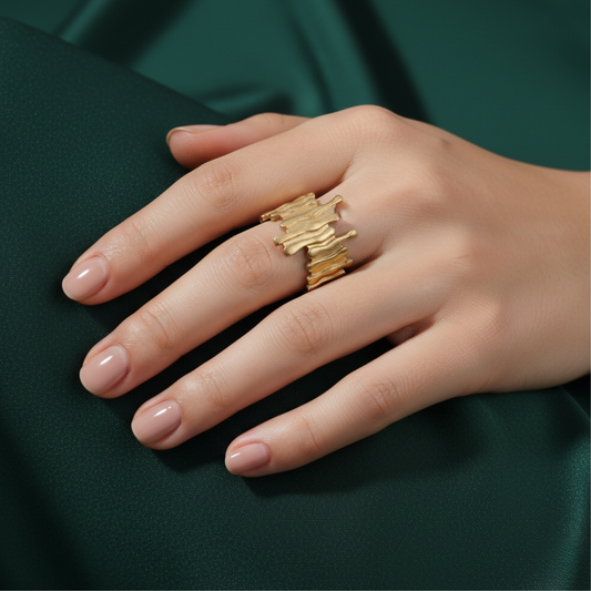 Golden Textured Band Ring