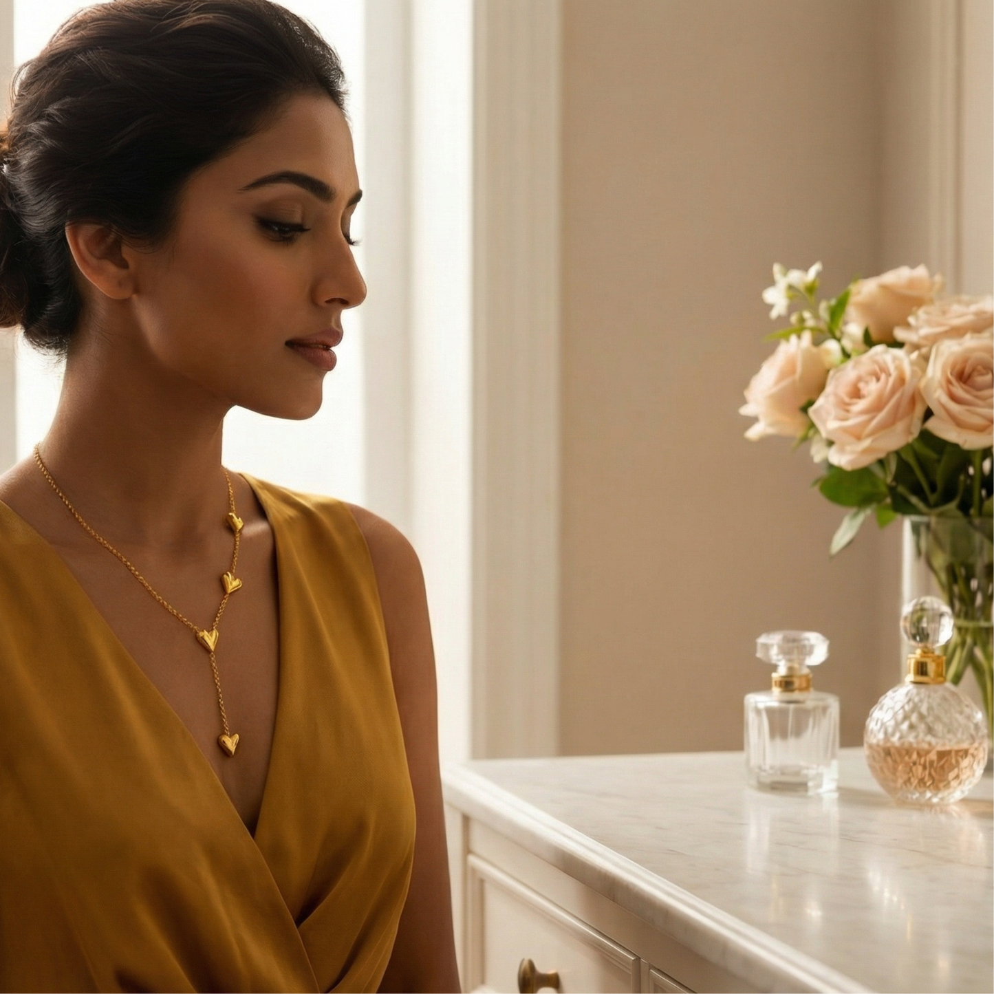 Golden Heart Glow Necklace