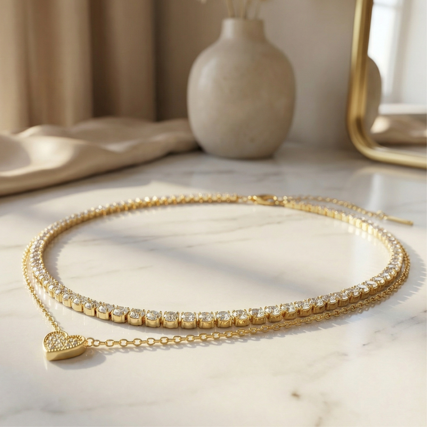 Golden Heart Layered Necklace