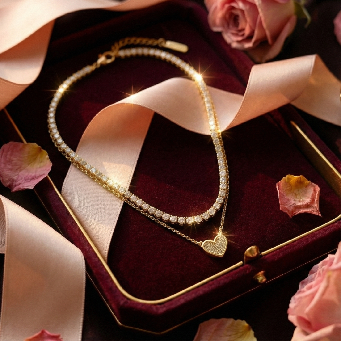 Golden Heart Layered Necklace