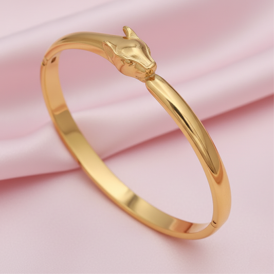 Golden Jaguar Head Bangle
