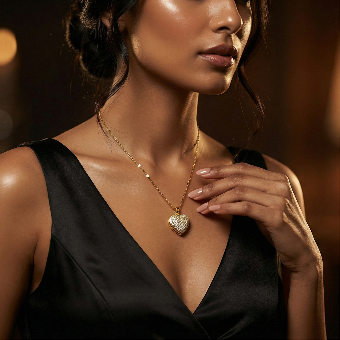 Golden Pearl Heart Locket