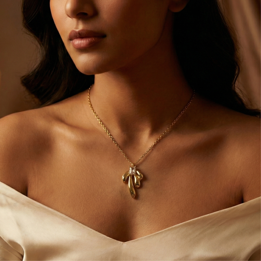 Golden Butterfly Knot Pendant