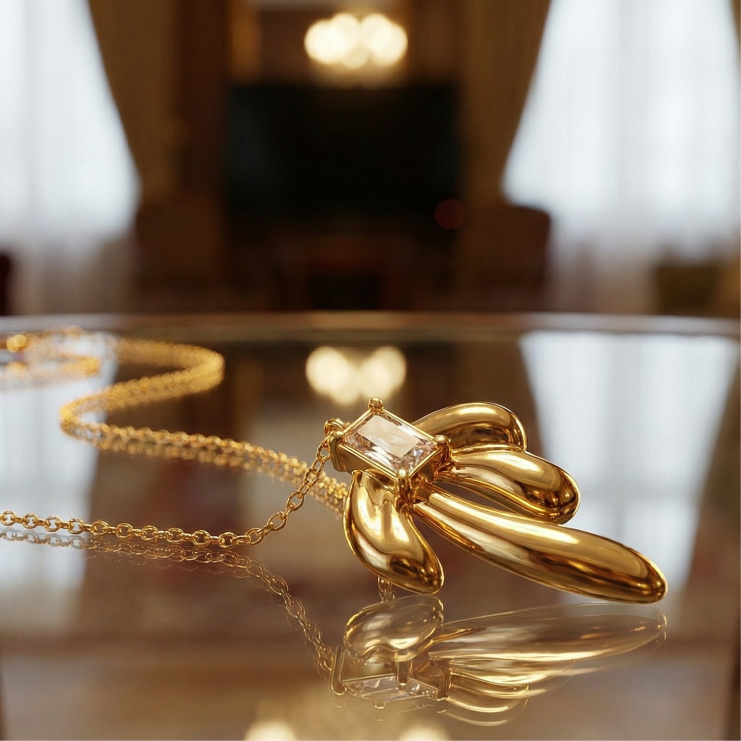 Golden Butterfly Knot Pendant