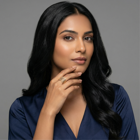 Golden Cross Zircon Ring (Free Size)