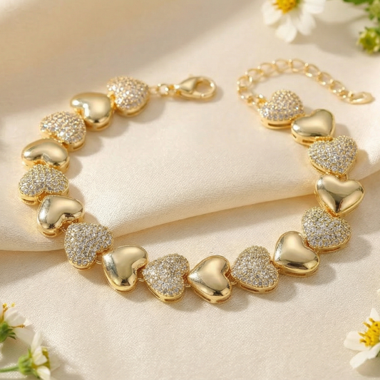 Golden Heart Heritage Bracelet (Free Size)