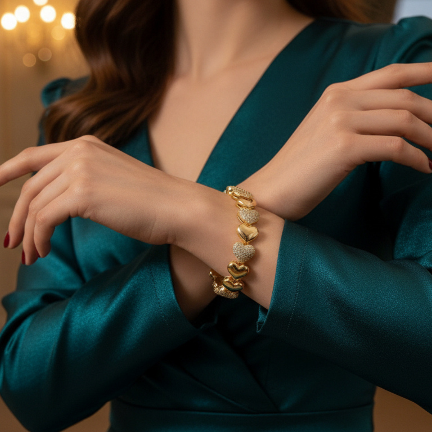 Golden Heart Heritage Bracelet (Free Size)