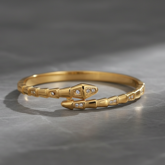 Jaguar Serpent Gold Bangle (Free Size)