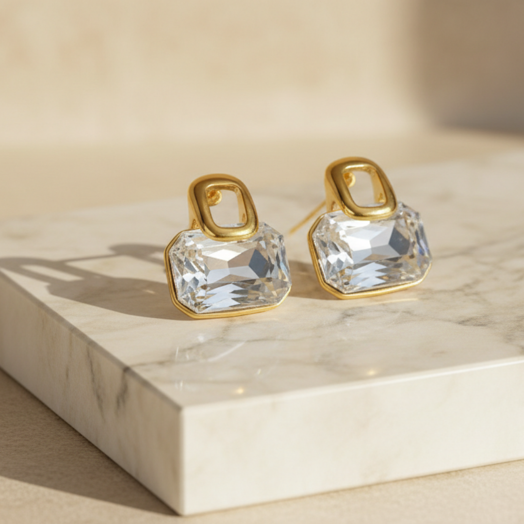 Golden Crystal Luxe Earring