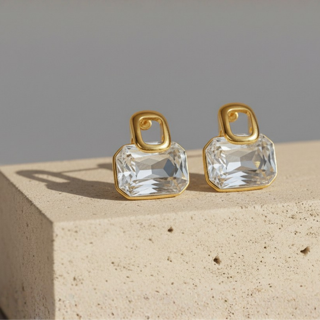 Golden Crystal Luxe Earring