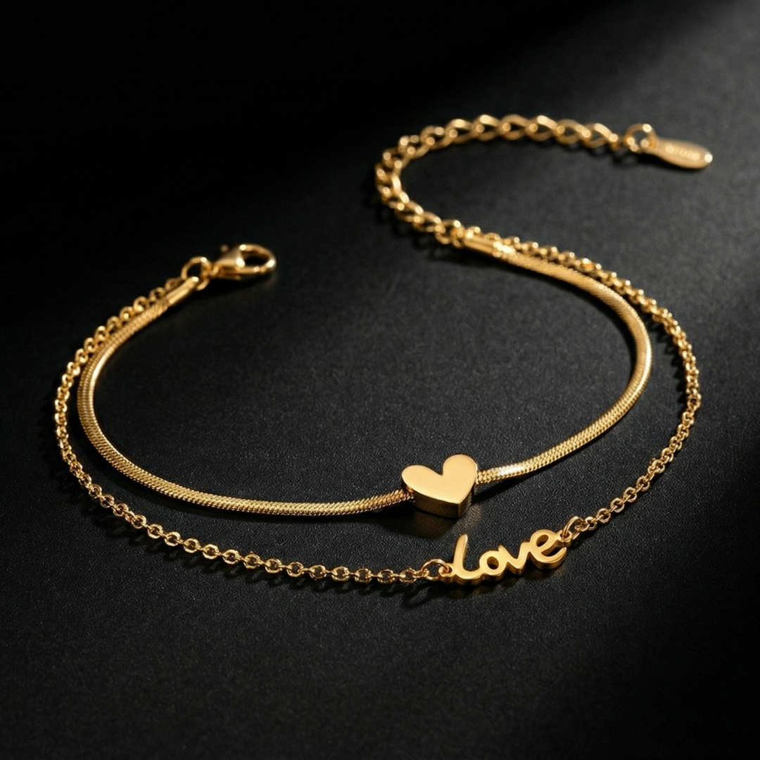 Golden Heart Love Anklet