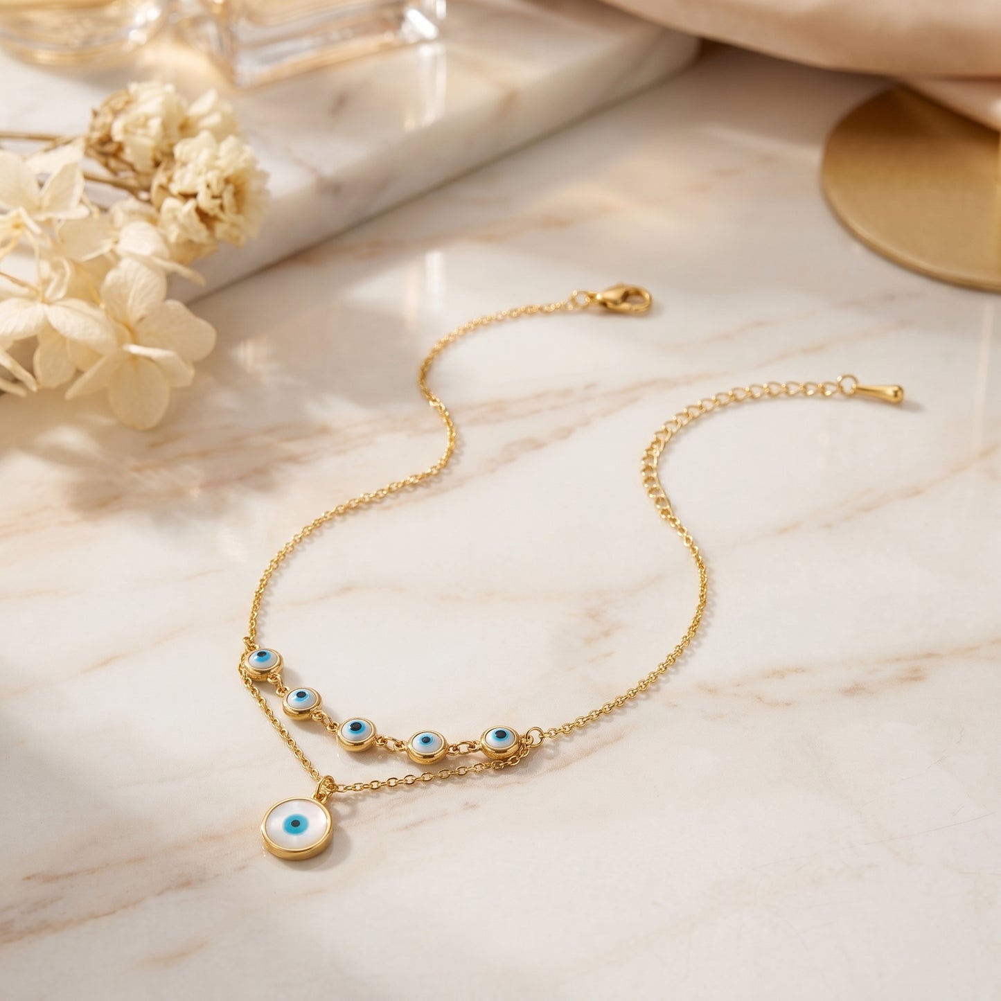 Golden Evil Eye Anklet