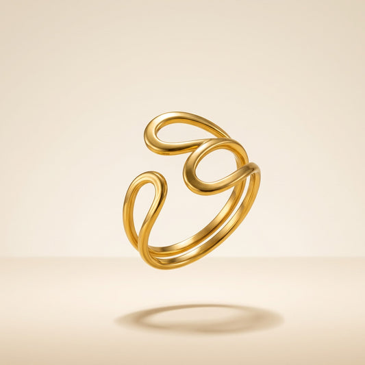 Geometric Wave Open Ring (Free Size)