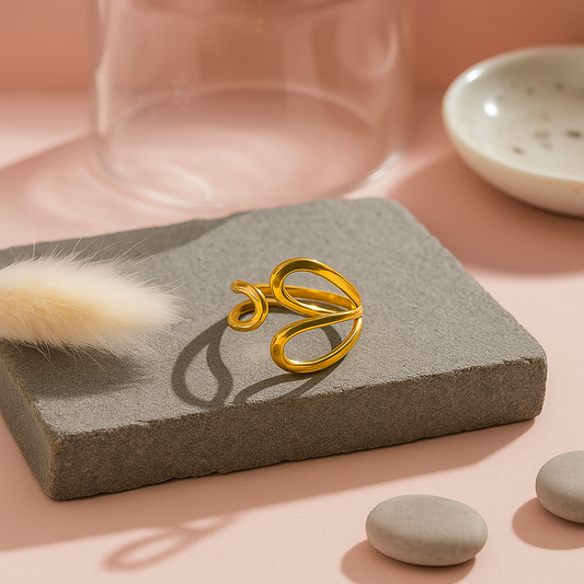 Geometric Wave Open Ring