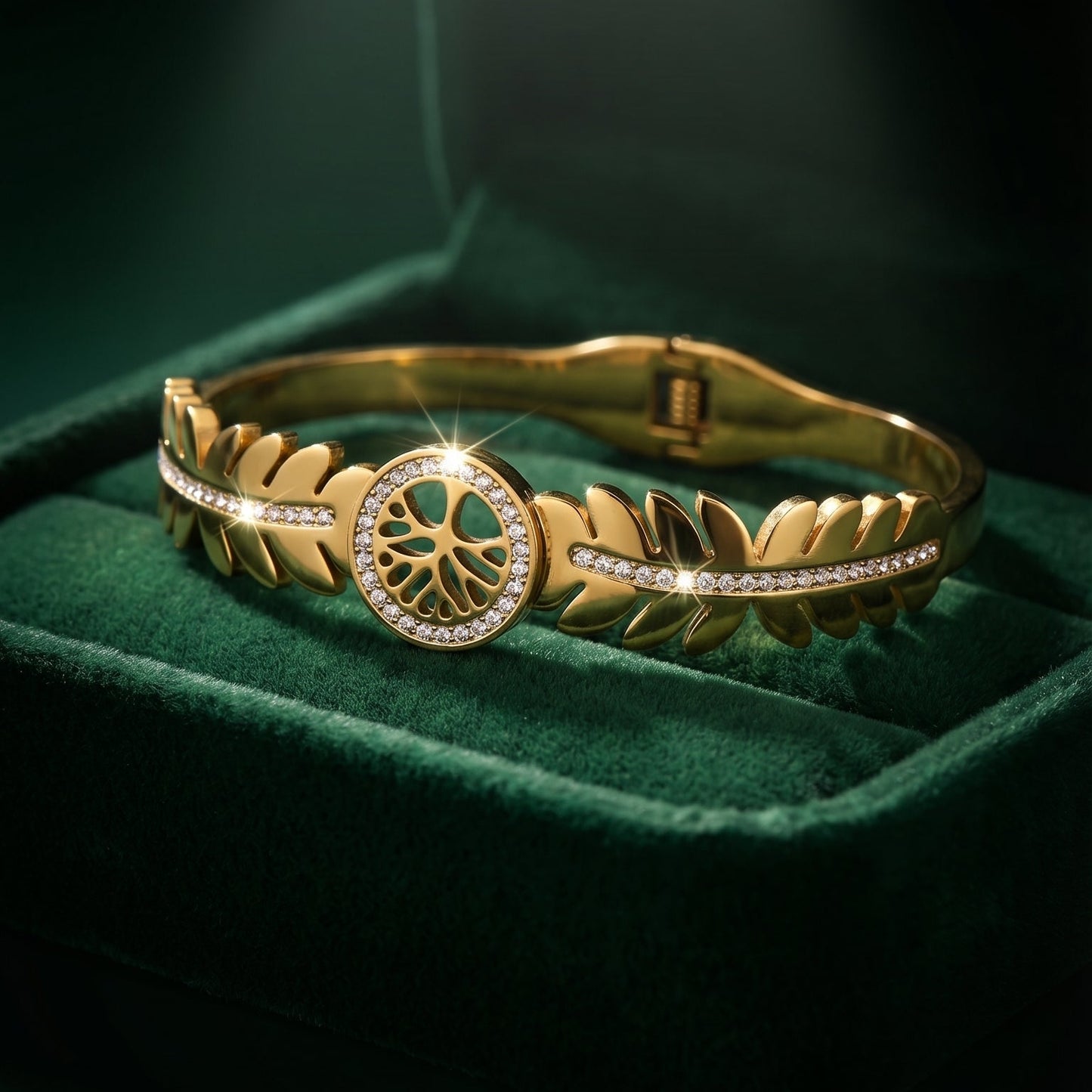 Golden Clover Leaf Bangle (Free Size)