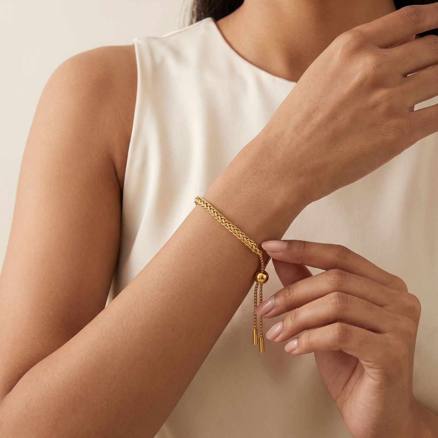 Golden Charm Drawstring Bracelet (Free Size)