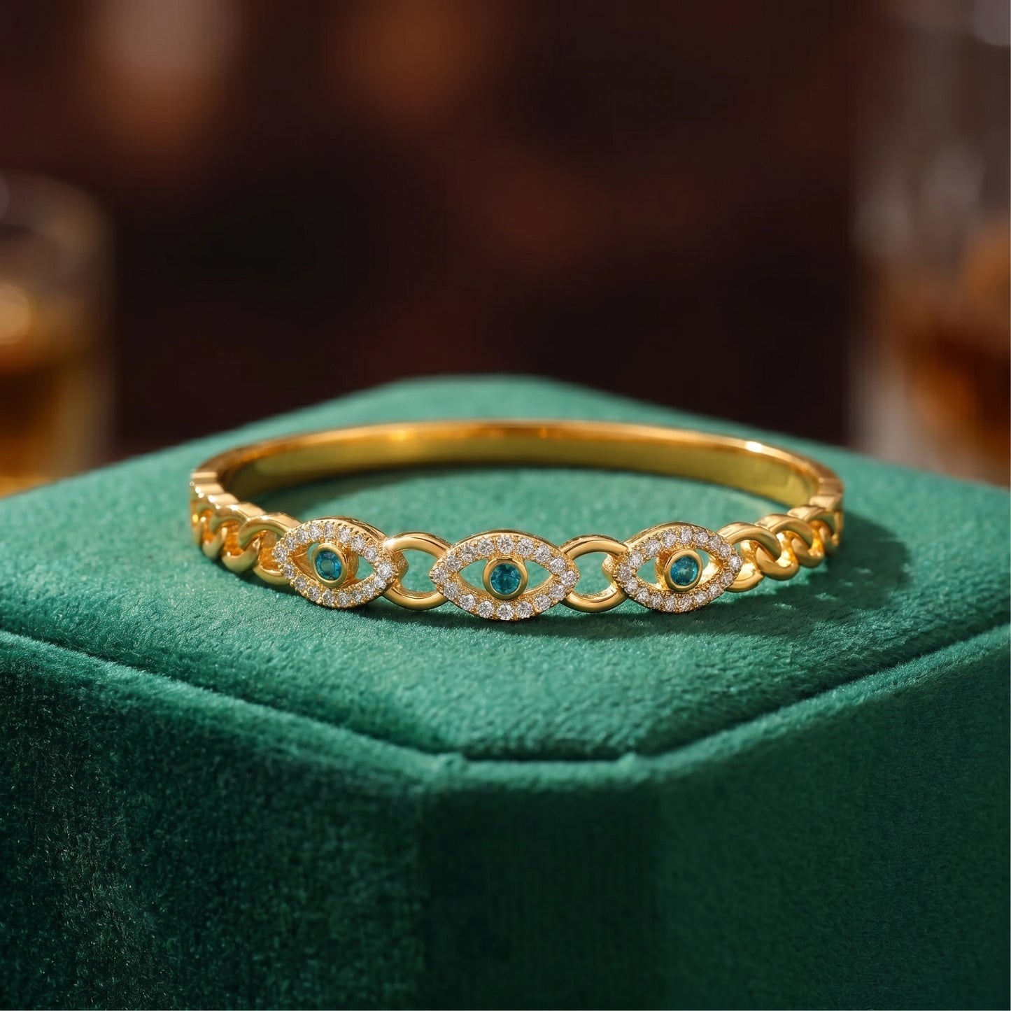 Golden Devil’s Eye Bangle (Free Size)