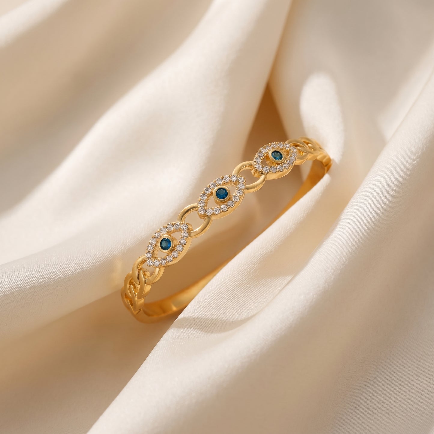 Golden Devil’s Eye Bangle (Free Size)