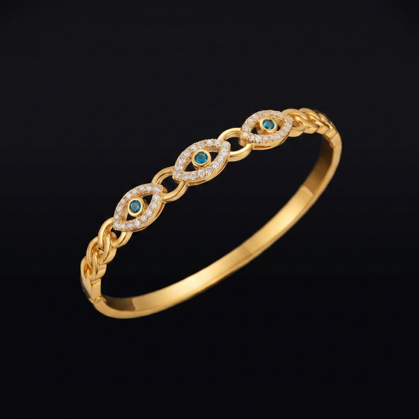 Golden Devil’s Eye Bangle (Free Size)