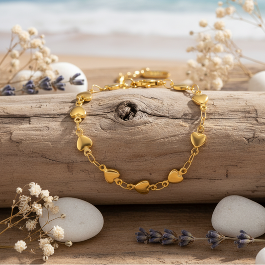 Golden Heart Link Bracelet