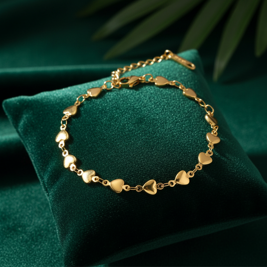 Golden Heart Link Bracelet