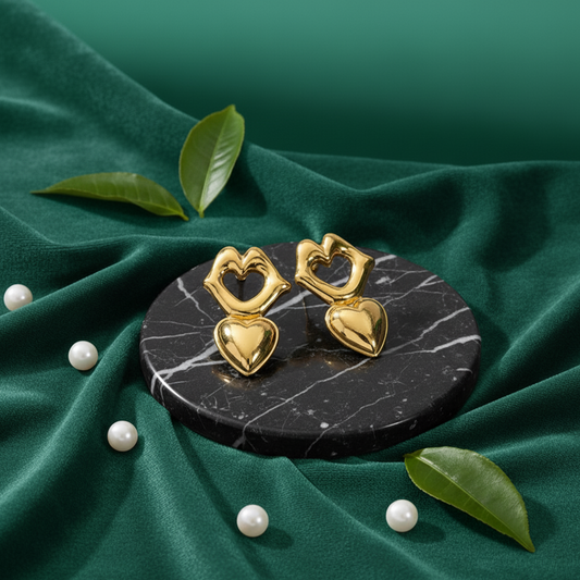 Golden Heart Lip Earrings