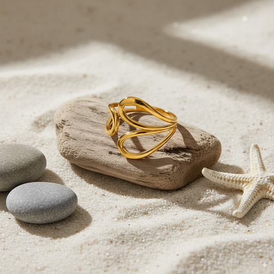 Geometric Wave Open Ring