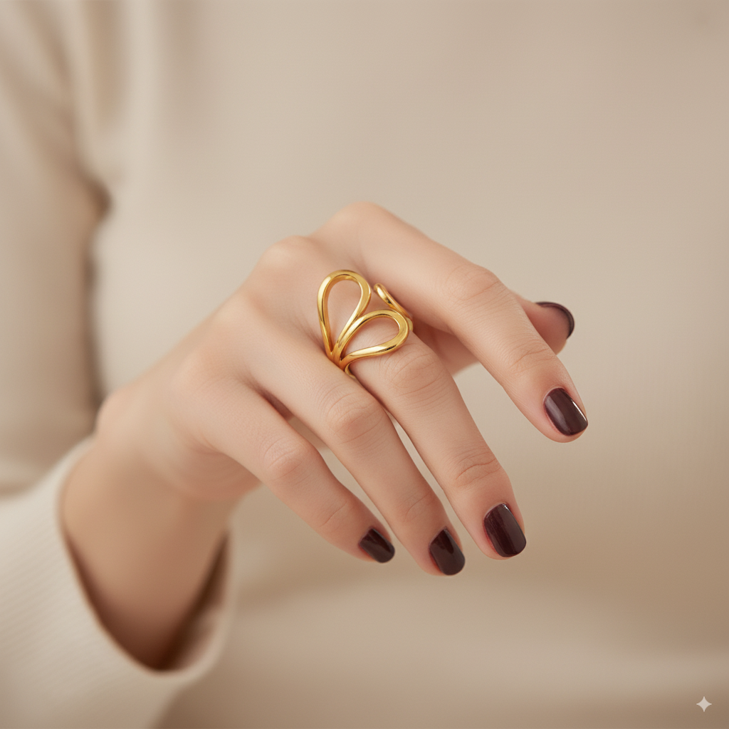 Geometric Wave Open Ring