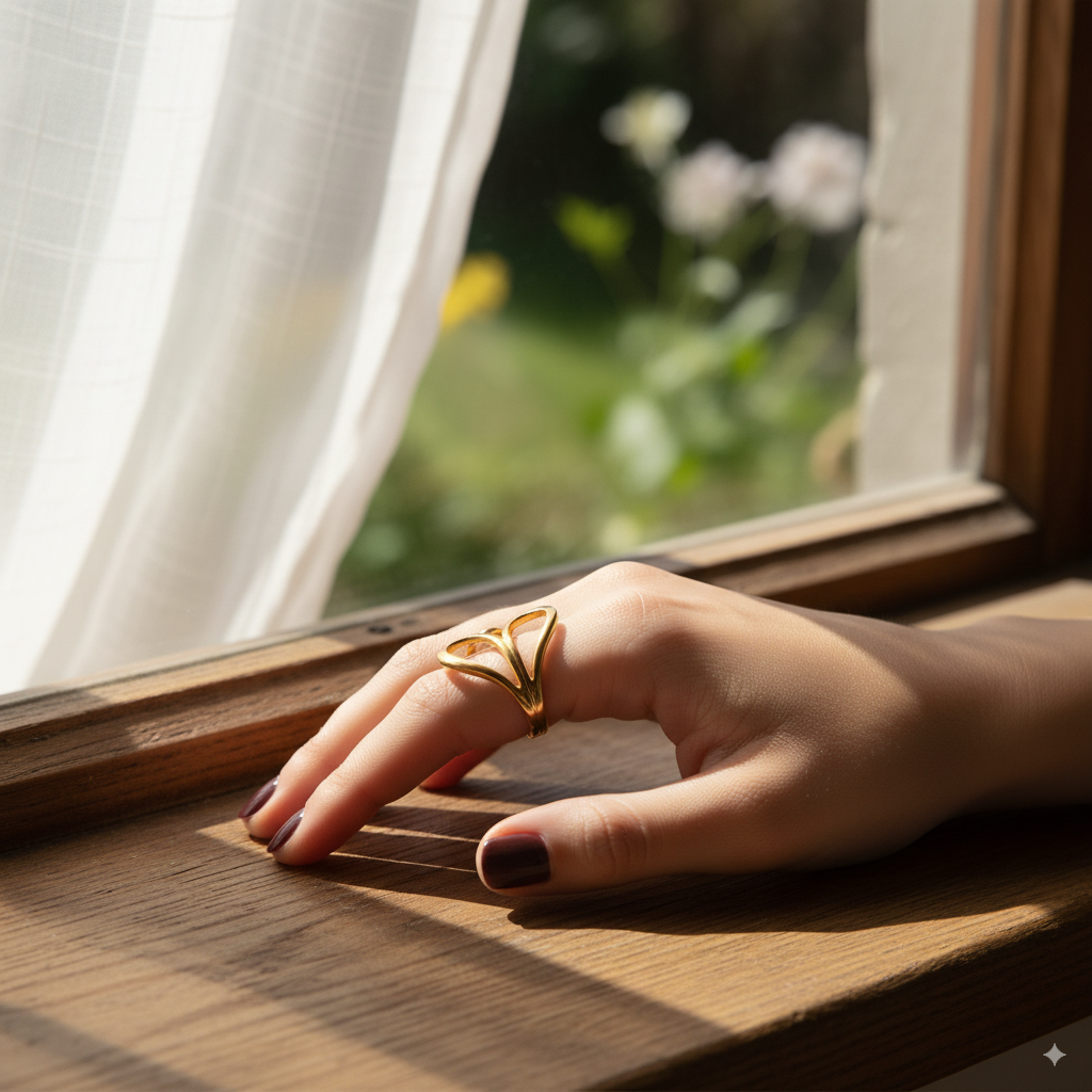 Geometric Wave Open Ring