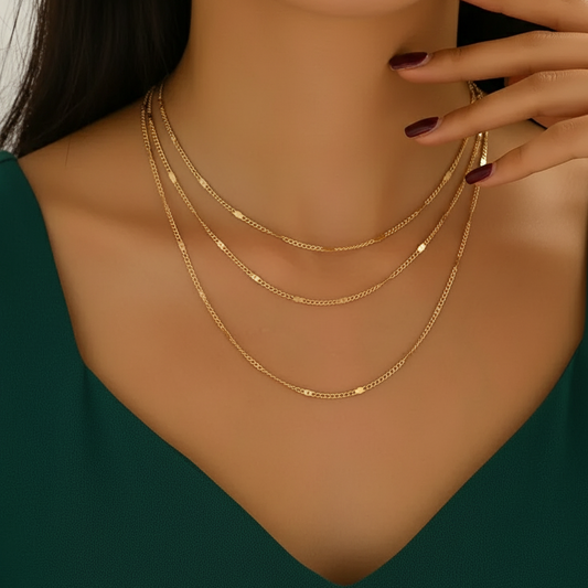 Layered Geometric Gold Necklace