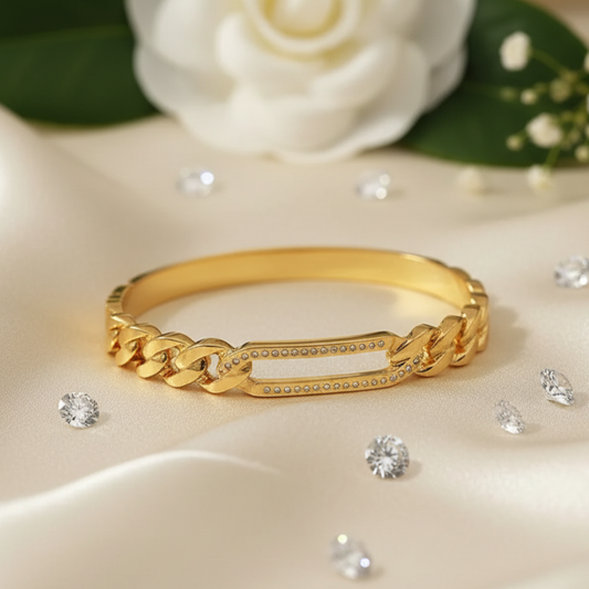 Golden Link Hollow Bangle