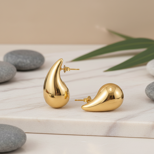 Golden Teardrop Stud Earrings