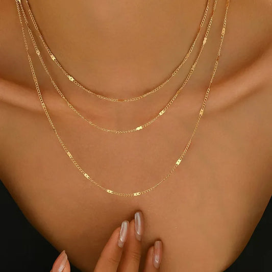 Layered Geometric Gold Necklace
