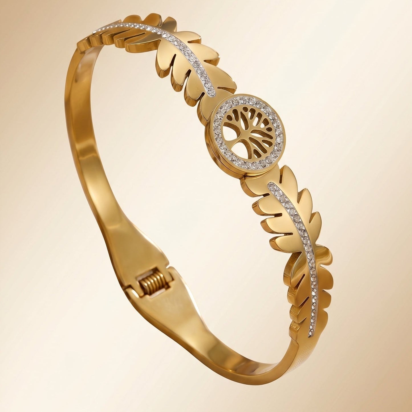 Golden Clover Leaf Bangle (Free Size)