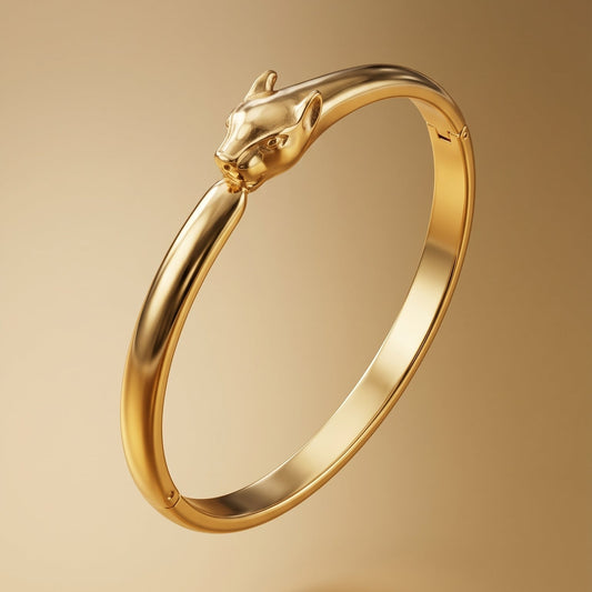 Golden Jaguar Head Bangle (Free Size)