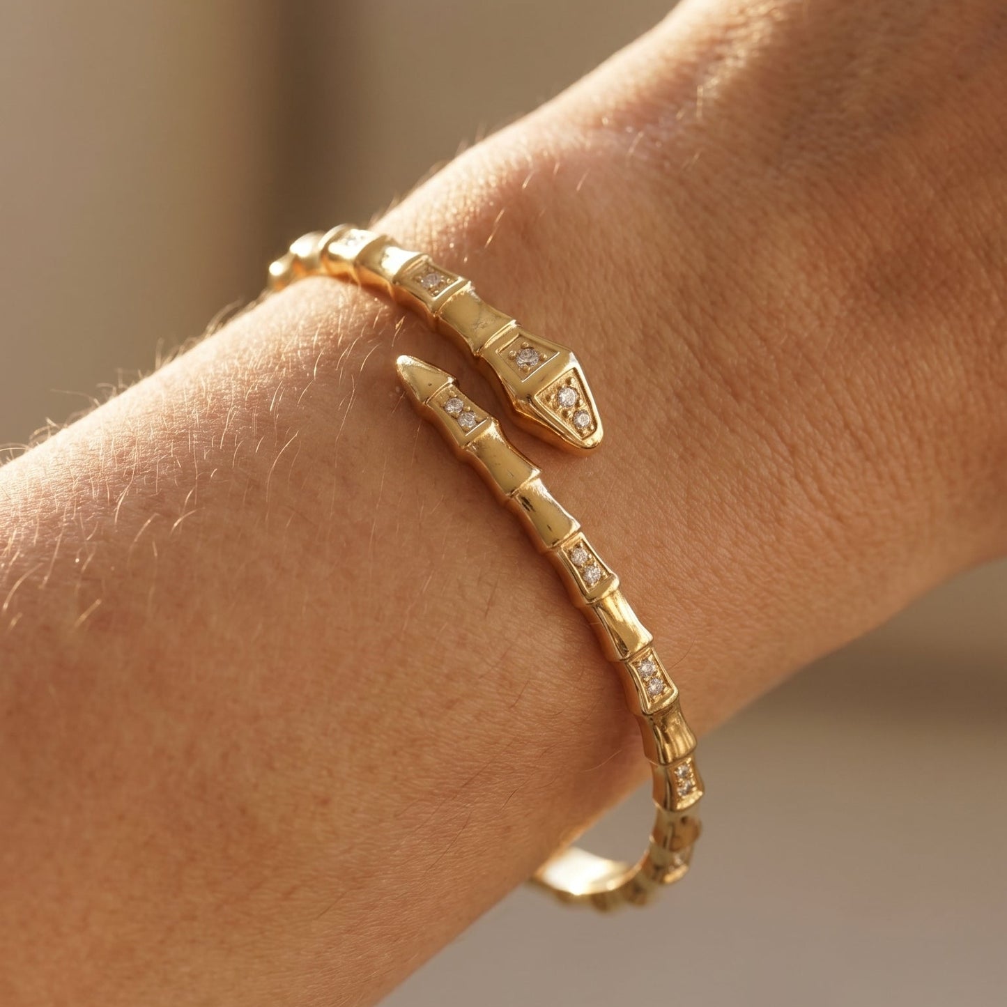 Jaguar Serpent Gold Bangle (Free Size)
