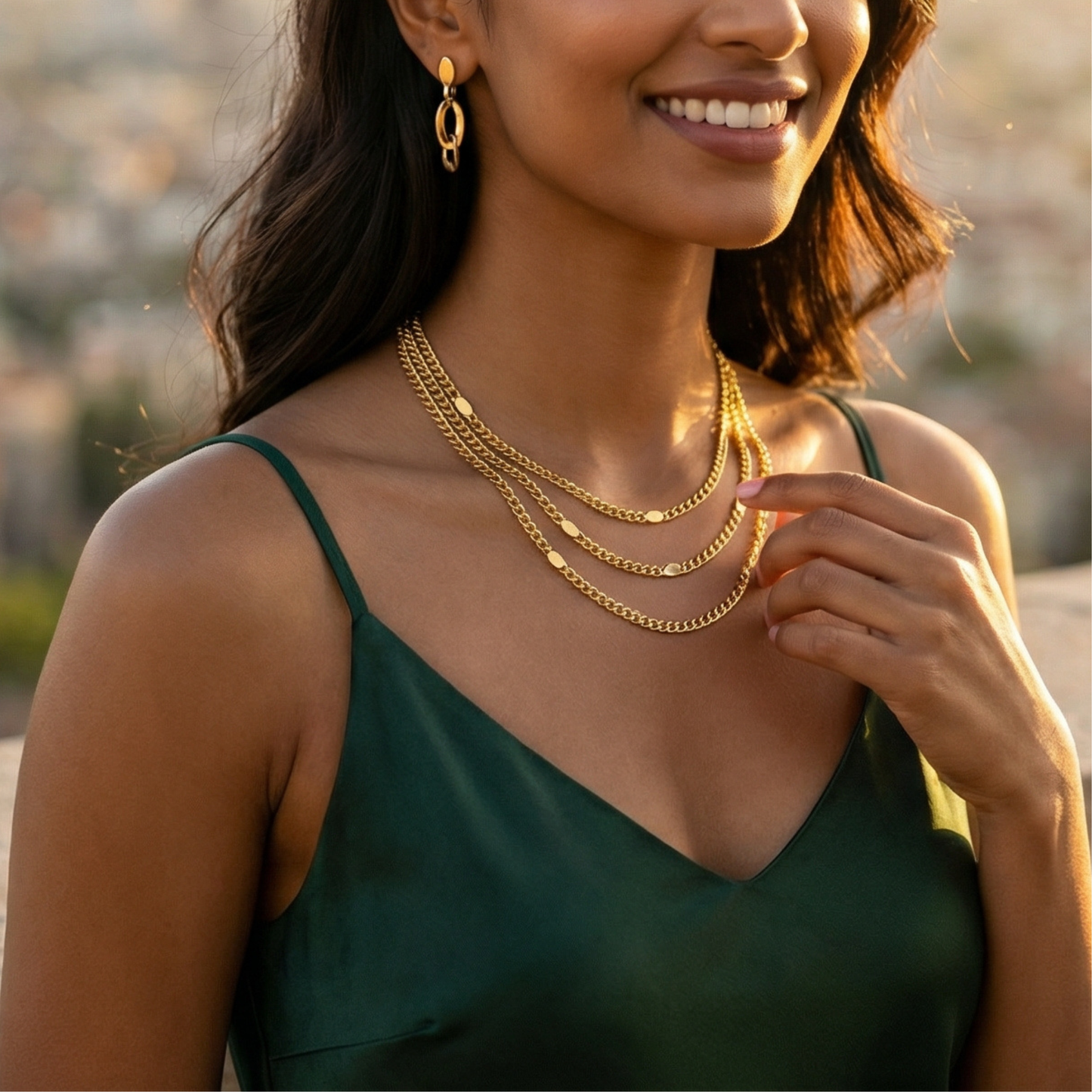 Layered Geometric Gold Necklace