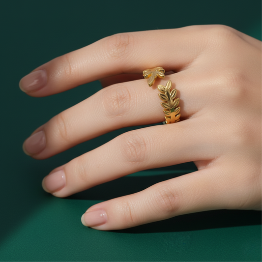 Golden Leaf Accent Ring