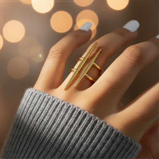 Dual-Line Gold Open Ring