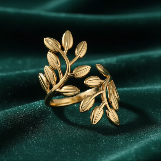 Golden Leaf Branch Ring