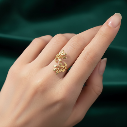 Golden Leaf Branch Ring