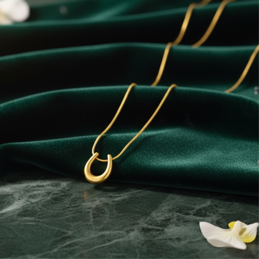 Golden U Shape Pendant Necklace