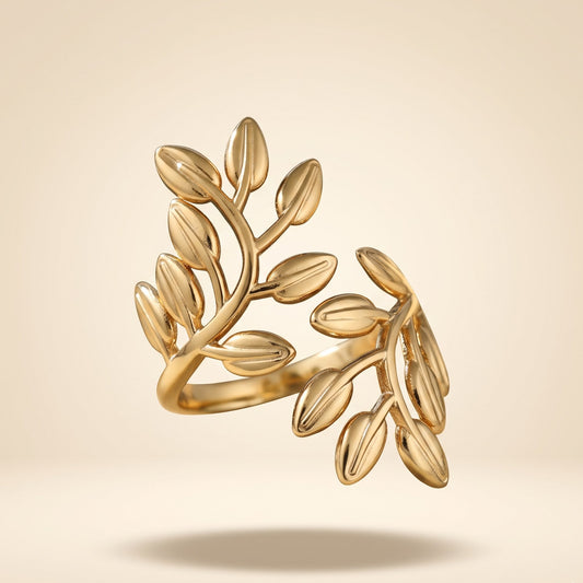 Golden Leaf Branch Ring (Free Size)