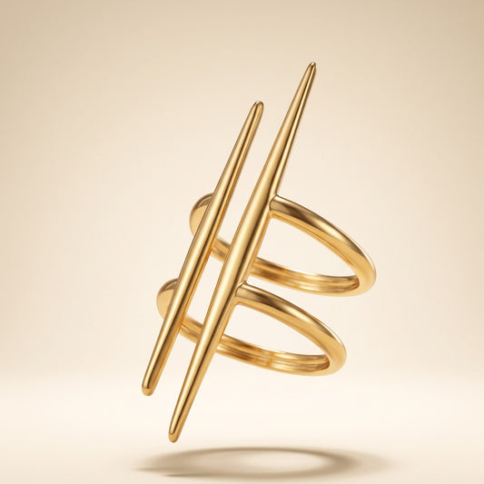 Dual-Line Gold Open Ring (Free Size)
