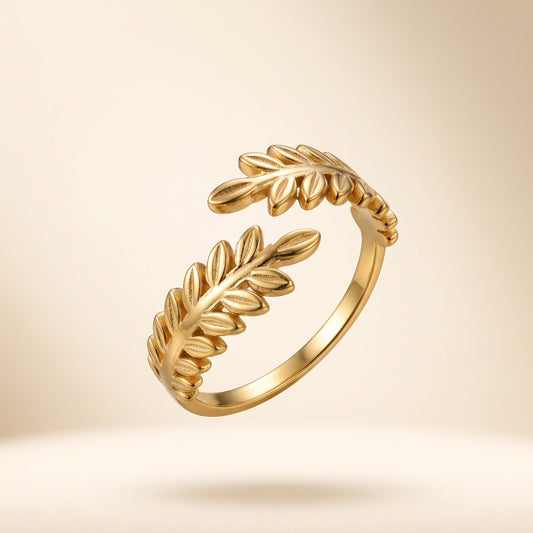 Golden Leaf Accent Ring (Free Size)