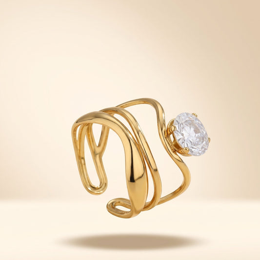 Golden Luxe Starlight Ring (Free Size)