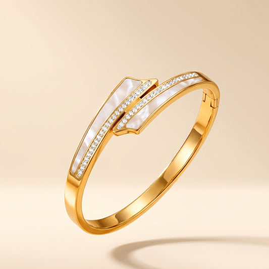 Golden White Inlay Bangle